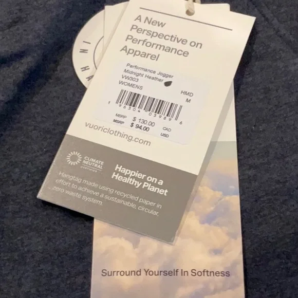 NWT VUORI PERFORMANCE JOGGER PANTS SIZE MEDIUM. MIDNIGHT HEATHER. - Picture 2 of 5